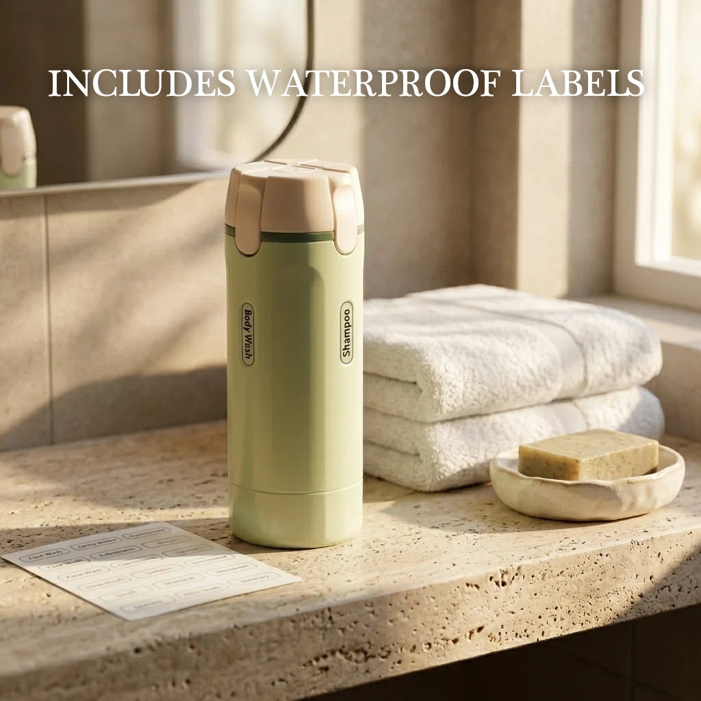 4-In-1 Travel Bottle- Combines multiple toiletry containers into a single portable unit