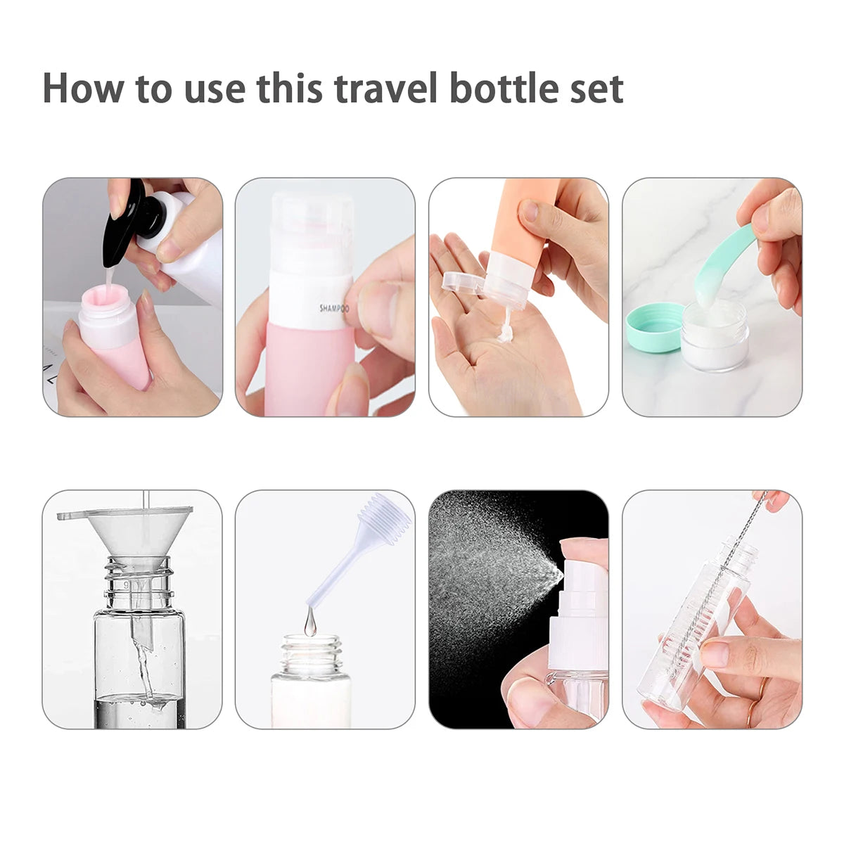 16 Pack Leak Proof Travel Bottle Set Made of Silicone