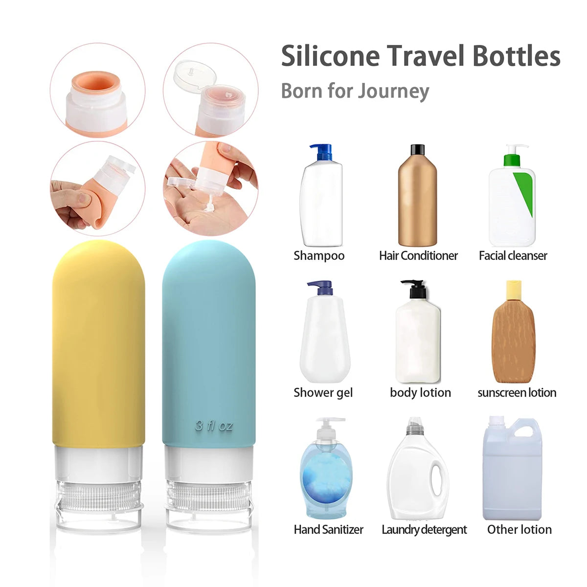 16 Pack Leak Proof Travel Bottle Set Made of Silicone