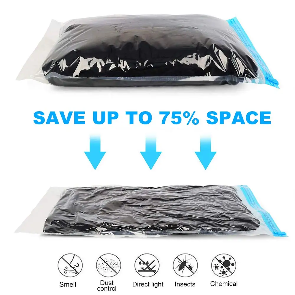 4Pcs Compression Bags for Clothing-  No Vacuum Pump Needed S/M/L