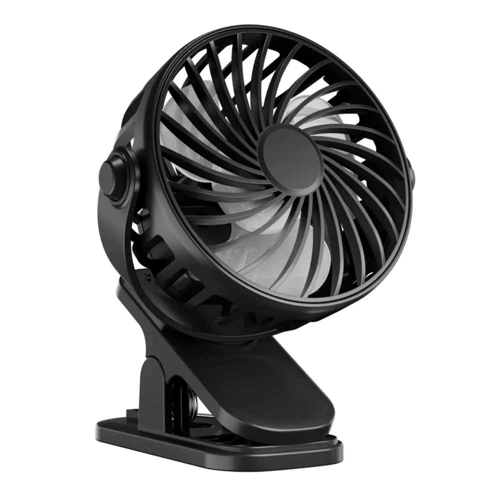 Mini Fan Rechargeable 720° Rotating Hanging Clip Fan with Nightlight