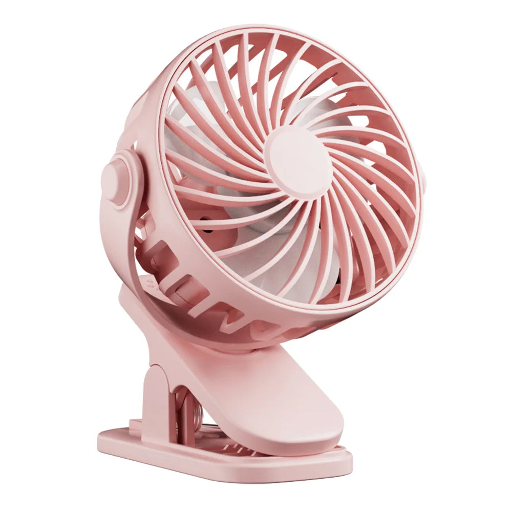 Mini Fan Rechargeable 720° Rotating Hanging Clip Fan with Nightlight